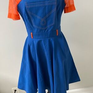 Beautiful Lattori Fit and flare dress royal blue with orange stunning dress